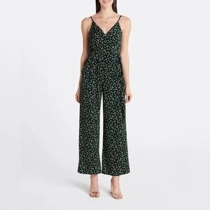 Kaileigh Rochelle Dark Green Jumpsuit with White Flowers